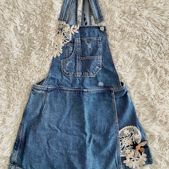 Zara Denim and Lace Overall Skort Dress - Picture 1 of 10